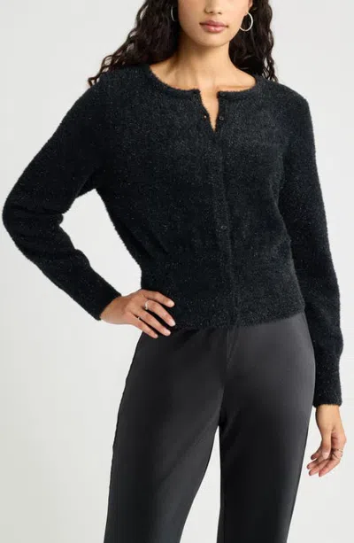 Open Edit Tinsel Cardigan In Black