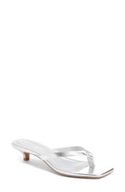 Open Edit Tori Kitten Heel Sandal In Silver Metallic