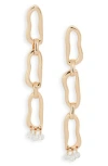 Open Edit Triple Link Charm Drop Earrings In Clear- Gold