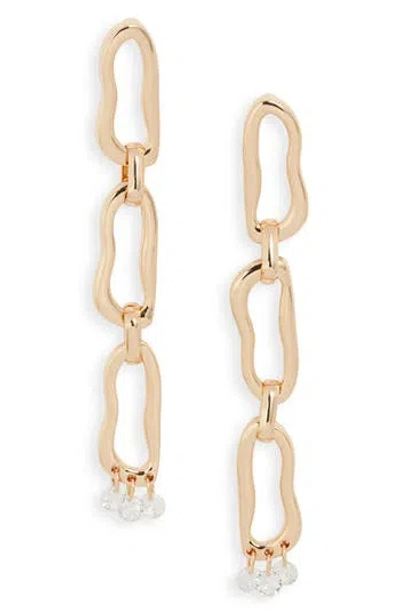 Open Edit Triple Link Charm Drop Earrings In Clear- Gold