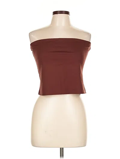 Pre-owned Open Edit Tube Top Brown Strapless Neckline Tops