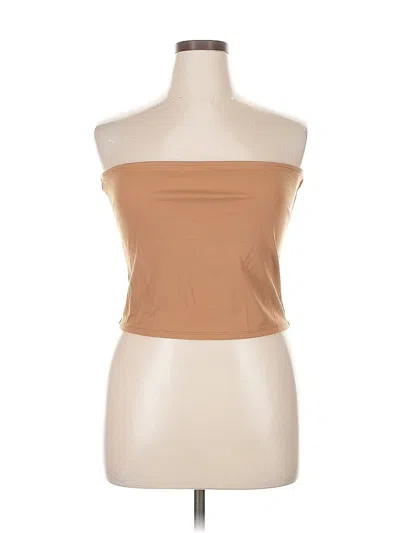Pre-owned Open Edit Tube Top Tan Strapless Neckline Tops In Brown