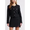 Open Edit Tweed Crop Jacket In Navy Blazer