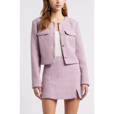 Open Edit Tweed Crop Jacket In Purple Dawn