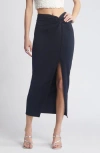 Open Edit Twist Front Maxi Skirt In Black