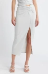 Open Edit Twist Front Maxi Skirt In Grey Glacier