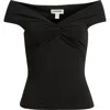 Open Edit Twist Front Off The Shoulder Top In Black