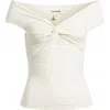 Open Edit Twist Front Off The Shoulder Top In White