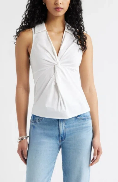 Open Edit Twist Front Poplin Top In White