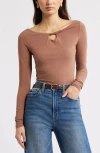 Open Edit Twist Neck Cutout Top