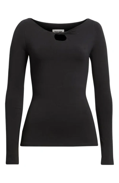 Open Edit Twist Neck Cutout Top In Animal Print