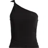 Open Edit Rosette One-shoulder Mesh Top In Multi