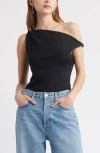 Open Edit Twist One-shoulder Top In Black
