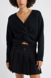 Open Edit Twist Reversible Sweater In Black