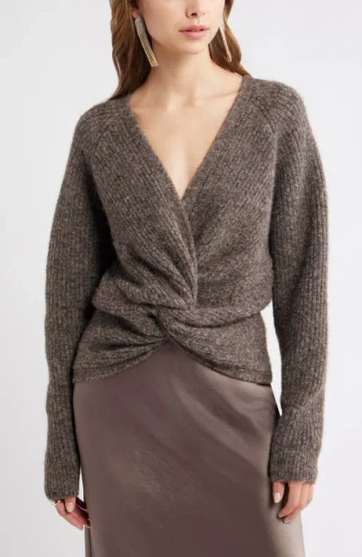 Open Edit Twist Reversible Sweater In Brown