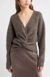 Open Edit Twist Reversible Sweater In Gray