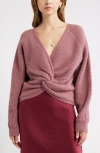 Open Edit Twist Reversible Sweater In Pink