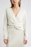 Open Edit Twist Reversible Sweater In White