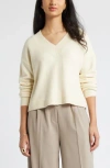 Open Edit V-neck Sweater In Ivory Dove
