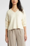 Open Edit V-neck Sweater In Ivory Dove