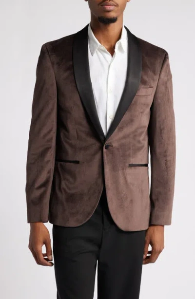 Open Edit Velvet Dinner Jacket In Brown Bean