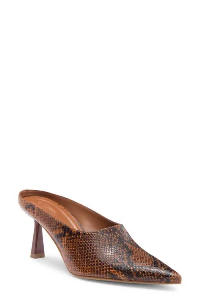 Open Edit Vivica Pointed Toe Mule In Brown Snake