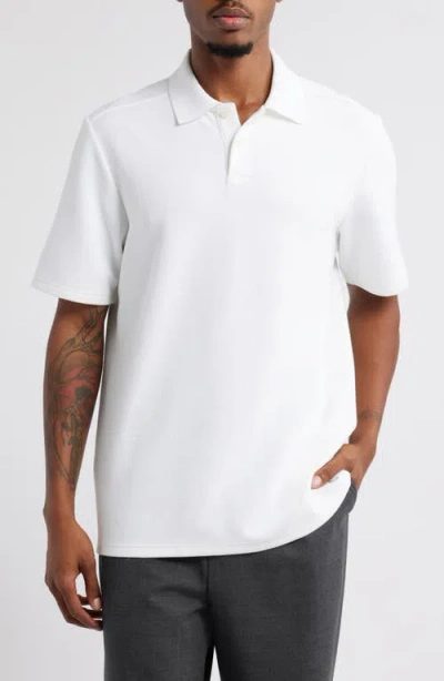Open Edit Waffle Texture Cotton Blend Polo In White