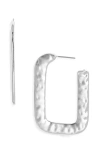 Open Edit Watery Rectangular Hoop Earrings In Metallic