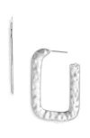 Open Edit Watery Rectangular Hoop Earrings In White