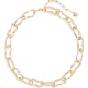 Open Edit Wavy Link Necklace In Gold