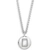 Open Edit Wheat Chain Puffy Pendant Necklace In Clear- Rhodium