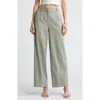 Open Edit Wide Leg Linen Blend Pants In Green Halo
