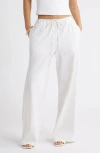 Open Edit Wide Leg Linen Blend Pants In White