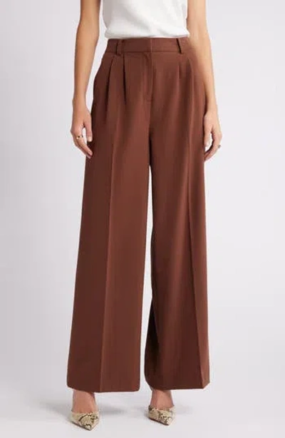 Open Edit Wide Leg Pants In Brown Soil
