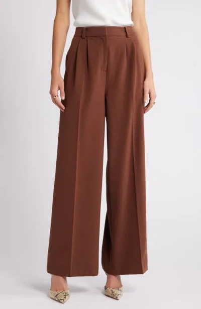 Open Edit Wide Leg Pants In Brown Soil