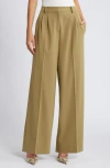 Open Edit Wide Leg Pants In Olive Brine