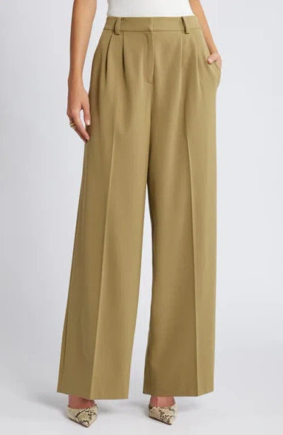 Open Edit Wide Leg Pants In Olive Brine