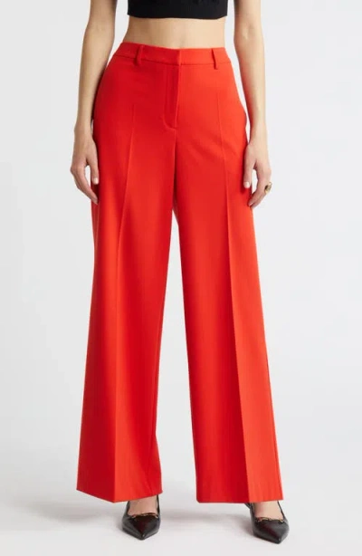 Open Edit Wide Leg Pants In Red Fiery