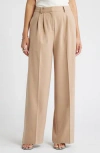 Open Edit Wide Leg Pants In Tan Natural
