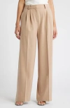Open Edit Wide Leg Pants In Tan Natural