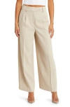 Open Edit Wide Leg Trousers In Tan Oxford