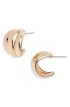 Open Edit Wide Ridged Huggie Hoop Earrings In Gold