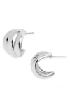 Open Edit Wide Ridged Huggie Hoop Earrings In Metallic