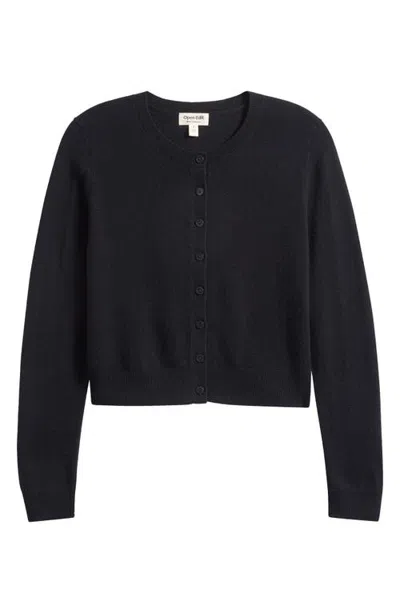 Open Edit Wool & Cashmere Blend Cardigan In Black Rock