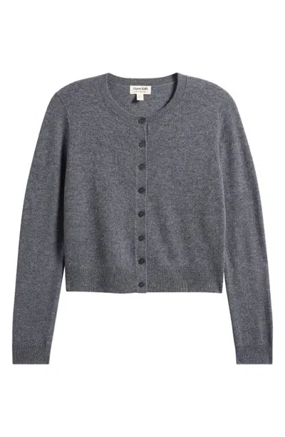 Open Edit Wool & Cashmere Blend Cardigan In Grey Dark Heather