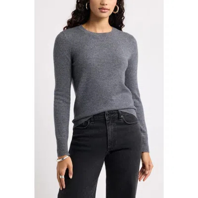 Open Edit Wool & Cashmere Sweater In Grey Dark Heather