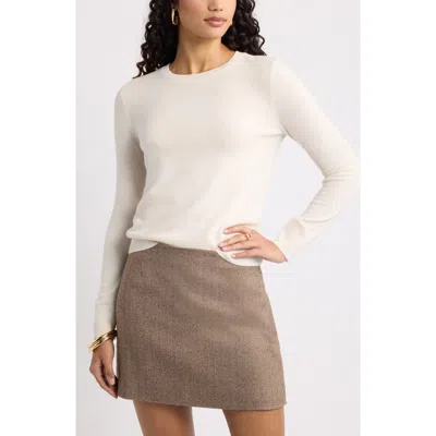 Open Edit Wool & Cashmere Sweater In Ivory Snow