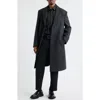 Open Edit Wool Blend Melton Overcoat In Black