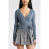 Open Edit Wrap Sweater In Blue Weather