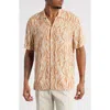 Open Edit Zebra Print Camp Shirt In Beige Linear Zebra